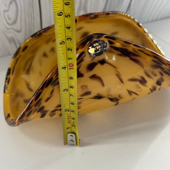 Vintage Murano White Crystal Leopard Art Glass Made In Italy Amber w/Stickers - Picture 10 of 10